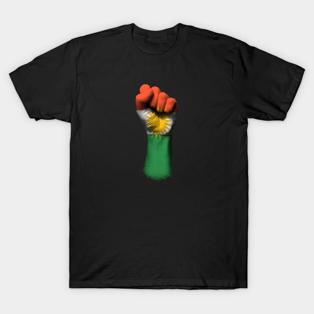 Flag of Kurdistan on a Raised Clenched Fist T-Shirt by jeffbartels